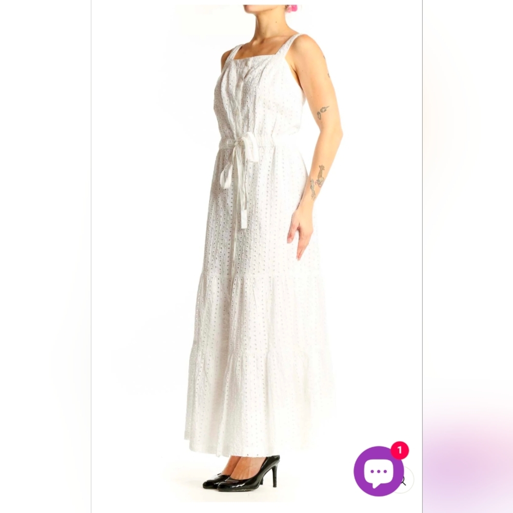 GAP White Eyelet Button-Down Midi Dress
